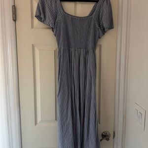 Madewell Blue and White Striped Maxi Dress